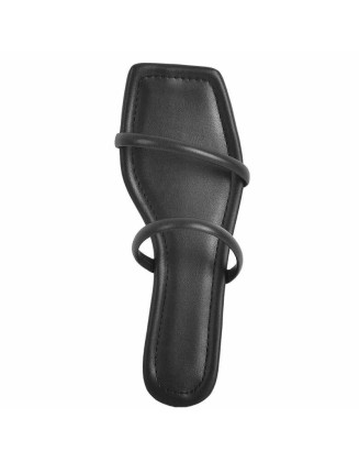 Black Band Flat Sandals Mules