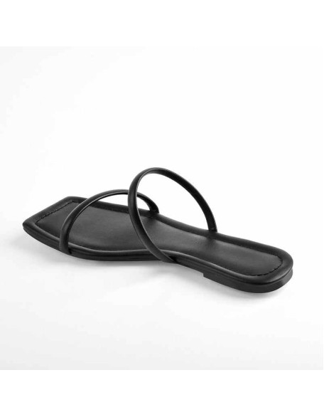 Black Band Flat Sandals Mules