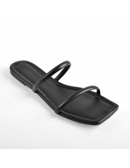 Black Band Flat Sandals Mules