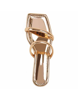 Rose Gold Band Flat Sandals Mules