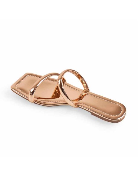 Rose Gold Band Flat Sandals Mules