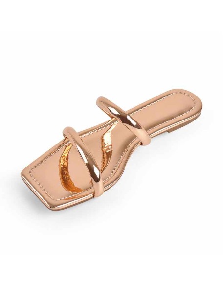 Rose Gold Band Flat Sandals Mules