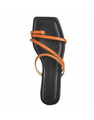 Orange Black Slipper Flat Sandals Mules