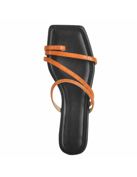 Orange Black Slipper Flat Sandals Mules