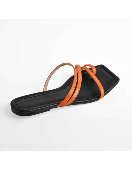 Orange Black Slipper Flat Sandals Mules