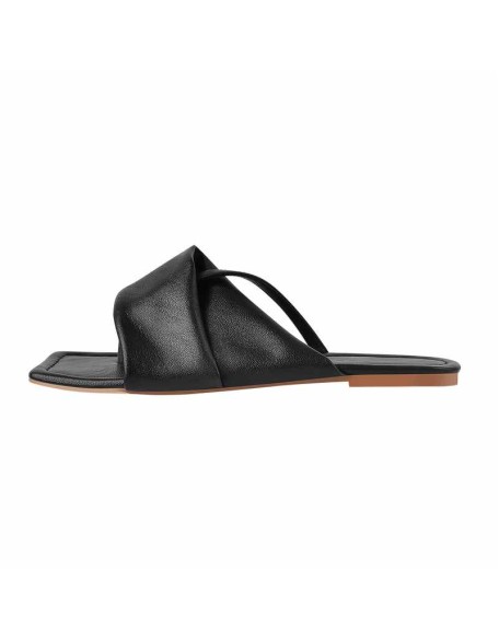 Matte Black Band Flat Sandals Mules