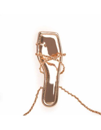Rose Gold Metal Chain Flat Sandals