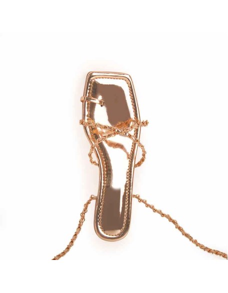 Rose Gold Metal Chain Flat Sandals