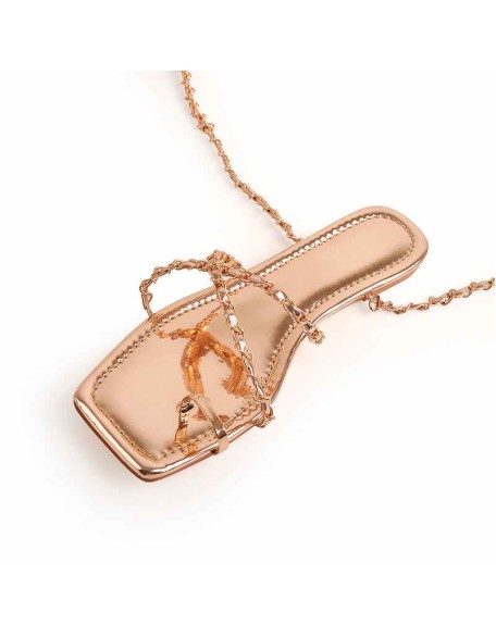 Rose Gold Metal Chain Flat Sandals