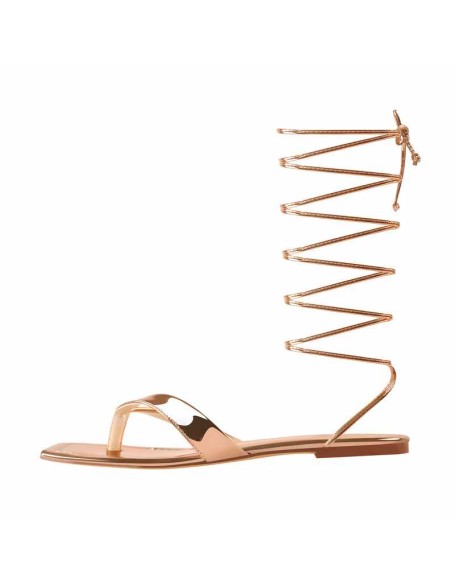 Rose Gold Flip-Flops Strap Flat Sandals