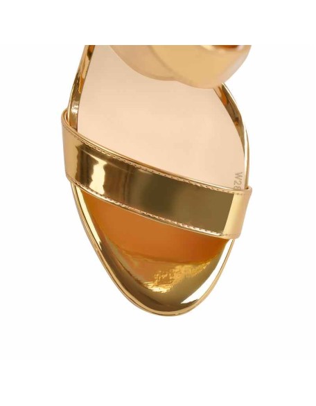 Gold Platform Stiletto Ankle Zipper Crisscross Sandal