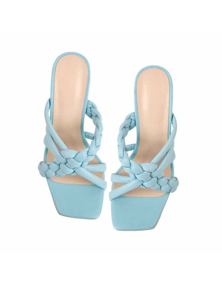 Open Toe Crisscross Chunky High Heel Sandals Mules