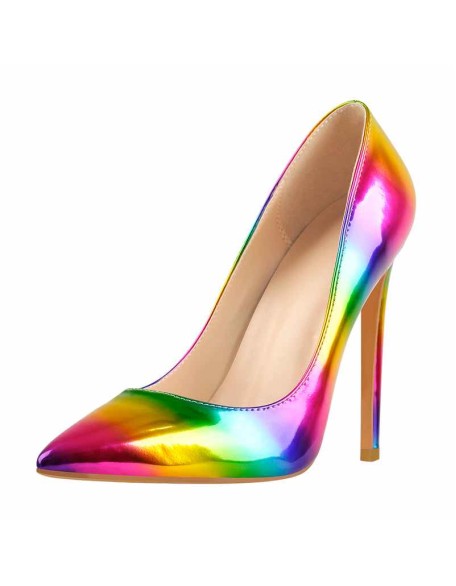 Rainbow Pointed Toe Stilettos Pumps
