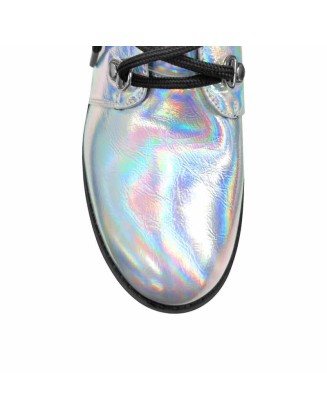 Holographic Platform Chunky Heels Boots