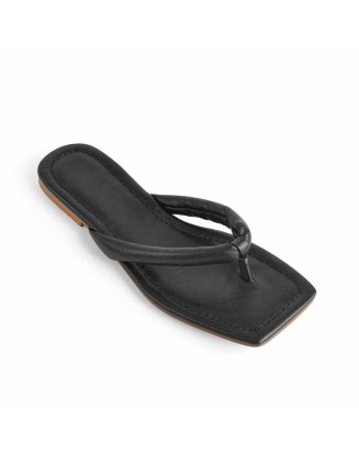 Black Slipper Flat Sandals Mules