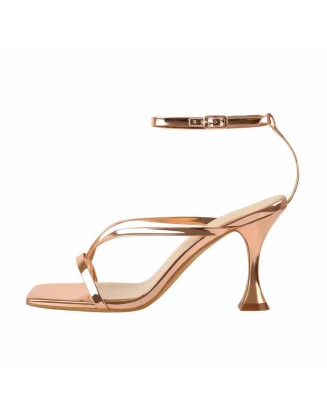 Rose Gold Band High Tapered Heels Sandals