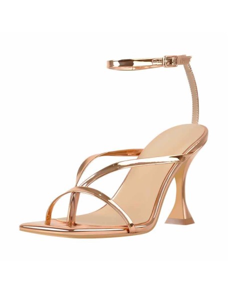 Rose Gold Band High Tapered Heels Sandals