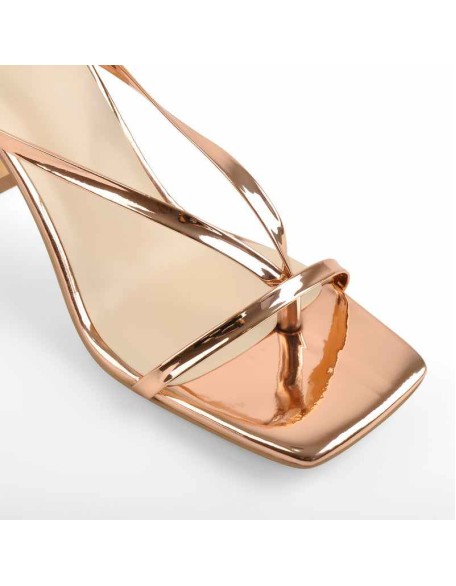 Rose Gold Band High Tapered Heels Sandals