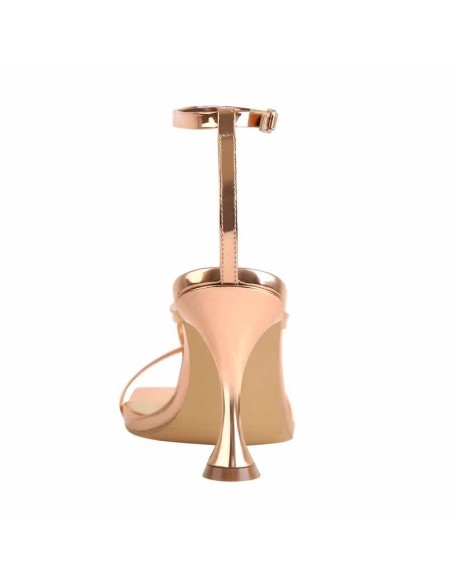 Rose Gold Band High Tapered Heels Sandals