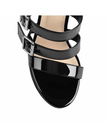 Round Toe Black Knee High Stiletto Boots Sandals