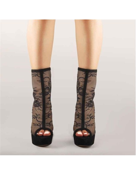Mesh Flower Peep Toe Platform Chunky High Heel Sandals Boots