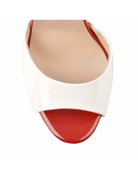White Platform Peep Toe Ankle Chunky Sandals