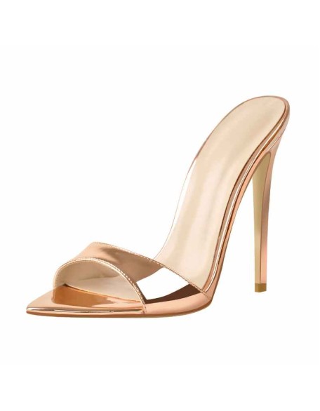 Rose Gold  High Heel Stilettos Sandals
