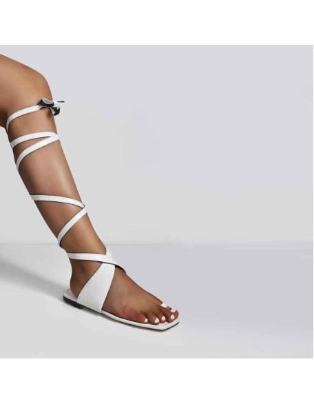 Matte White Band Flat Strap Sandals