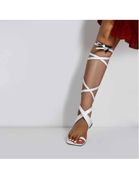 Matte White Band Flat Strap Sandals