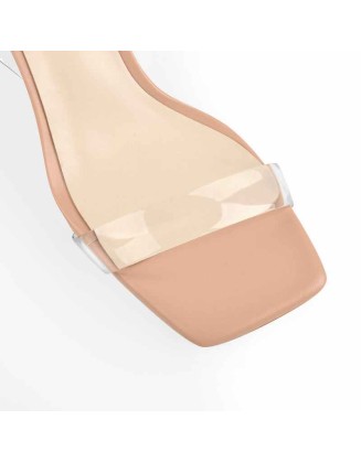 Baby Pink Clear Strap Transparent Chunky Heels Sandals