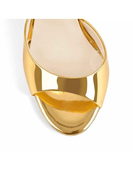 Gold Round Toe Strap High Heel Stilettos Sandals