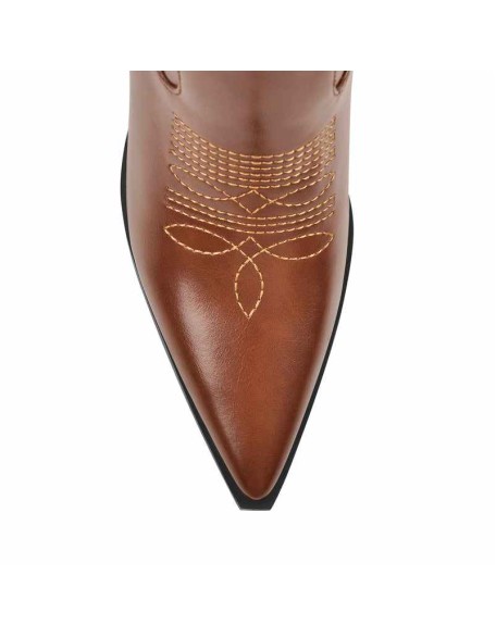 Pointed Toe Embroidery  Chunky Heel Western Boots