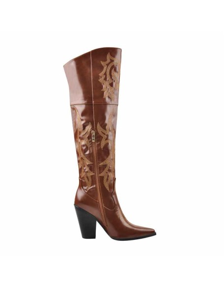 Pointed Toe Embroidery  Chunky Heel Western Boots