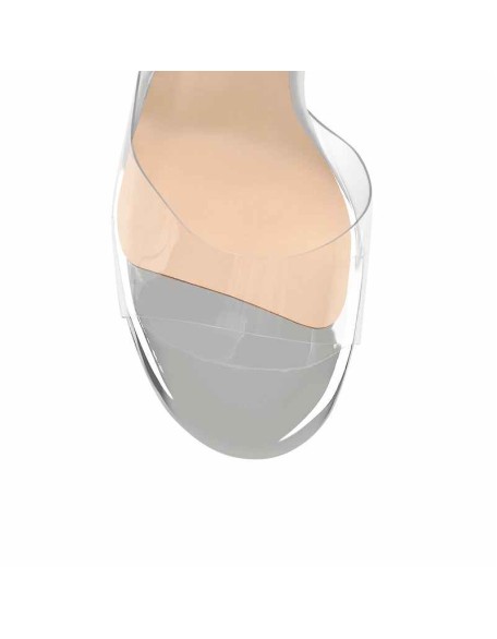 Silver Platform Ankle Strap High Heel Sandals