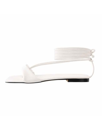 White Flat Strap Sandals