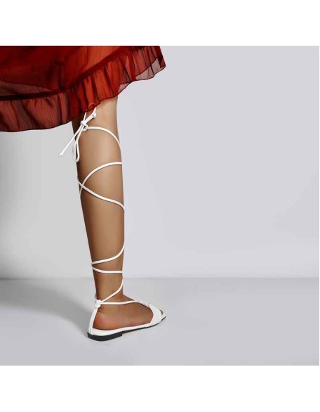 White Flat Strap Sandals