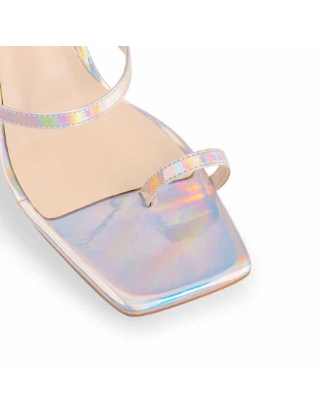 Square Toe Colorful Clear Chunky Heels Sandals