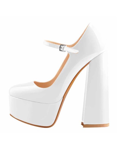 Platform Pointed Toe Chunky Square High Heels Pumps