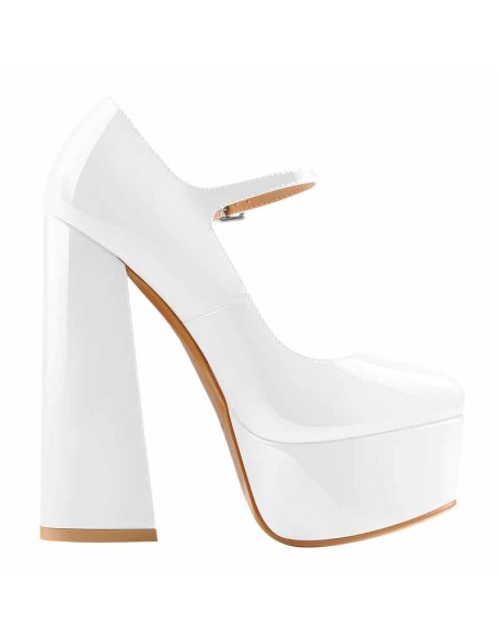 Platform Pointed Toe Chunky Square High Heels Pumps