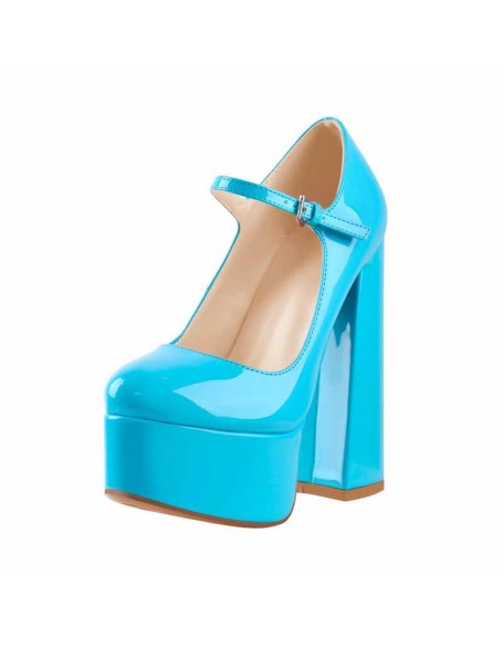 Platform Pointed Toe Chunky Square High Heels Pumps
