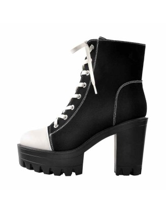 Platform Lace Up Canvas Boots