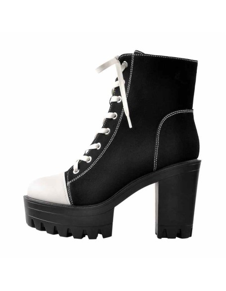Platform Lace Up Canvas Boots