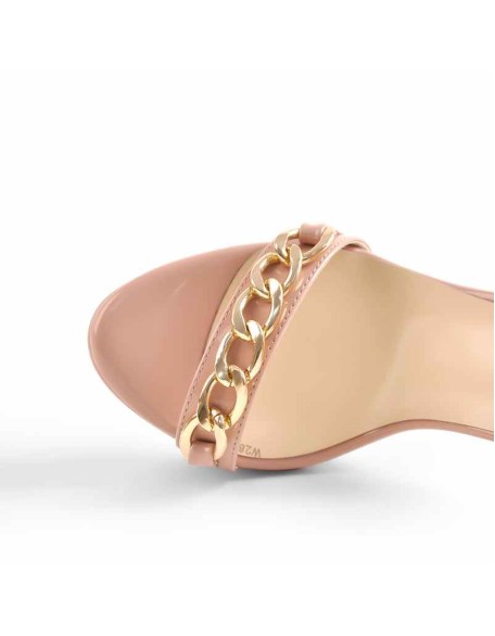 Baby Pink Metal Chain Platform Stiletto High Heels Sandals
