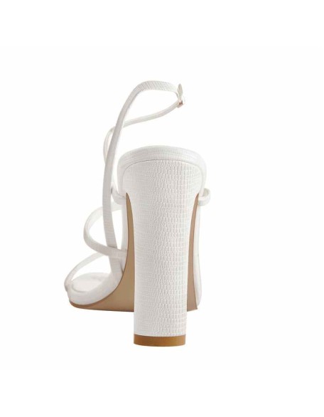 Square Toe Stone High Heel Strap Stiletto Sandals
