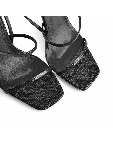 Square Toe Stone High Heel Strap Stiletto Sandals