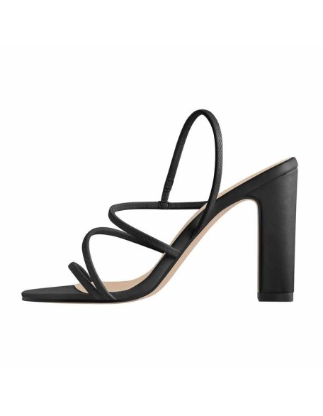 White Black High Chunky Heel Sandals