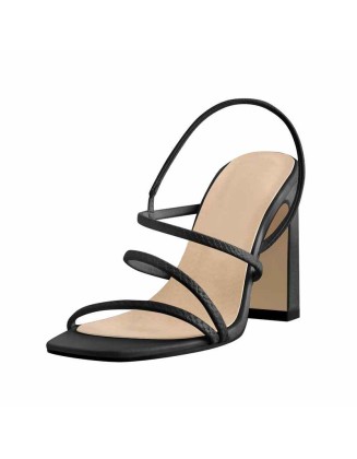 White Black High Chunky Heel Sandals