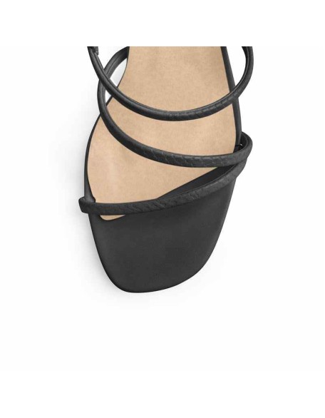 White Black High Chunky Heel Sandals