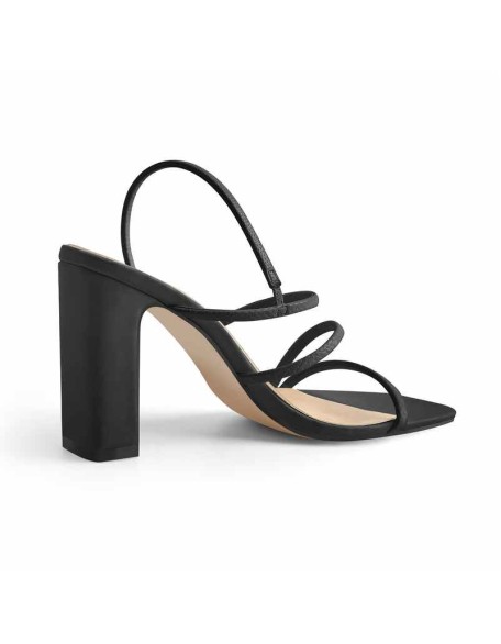 White Black High Chunky Heel Sandals