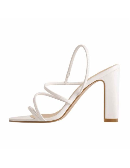 White Black High Chunky Heel Sandals